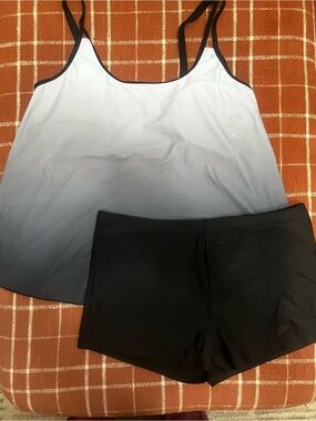 Women’s Two-Piece Sleep Set - Light Black Cami & Black Shorts